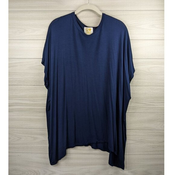 Blue Oversized Drop Shoulder Top - Picture 1 of 4